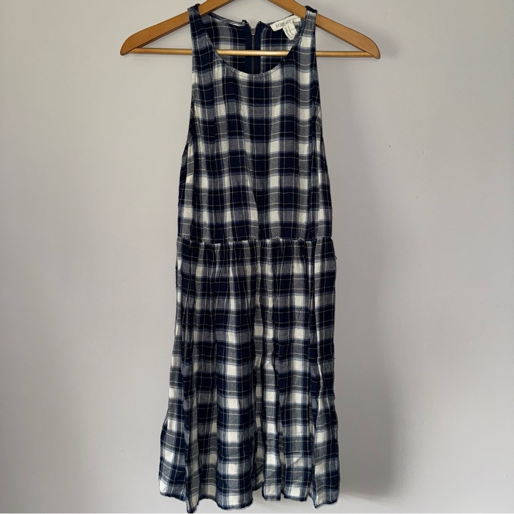Forever 21 Navy and White Plaid Dress